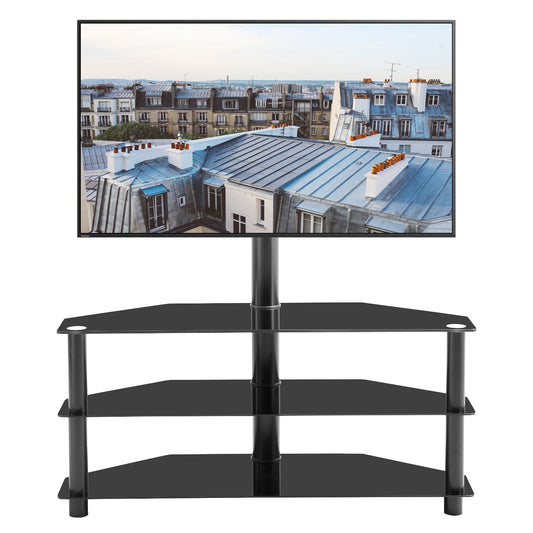 3-Tier Multi-functional TV Stand Height Adjustable Swivel Bracket - Black_0