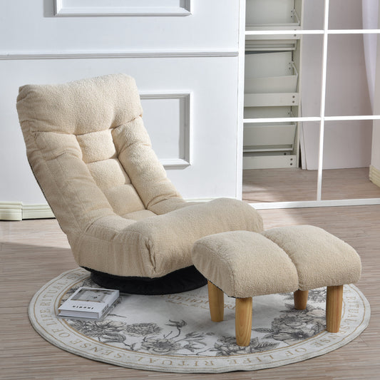 3 Adjustable Head Segments Single Sofa Reclining Leisure Accent Chair- White_0